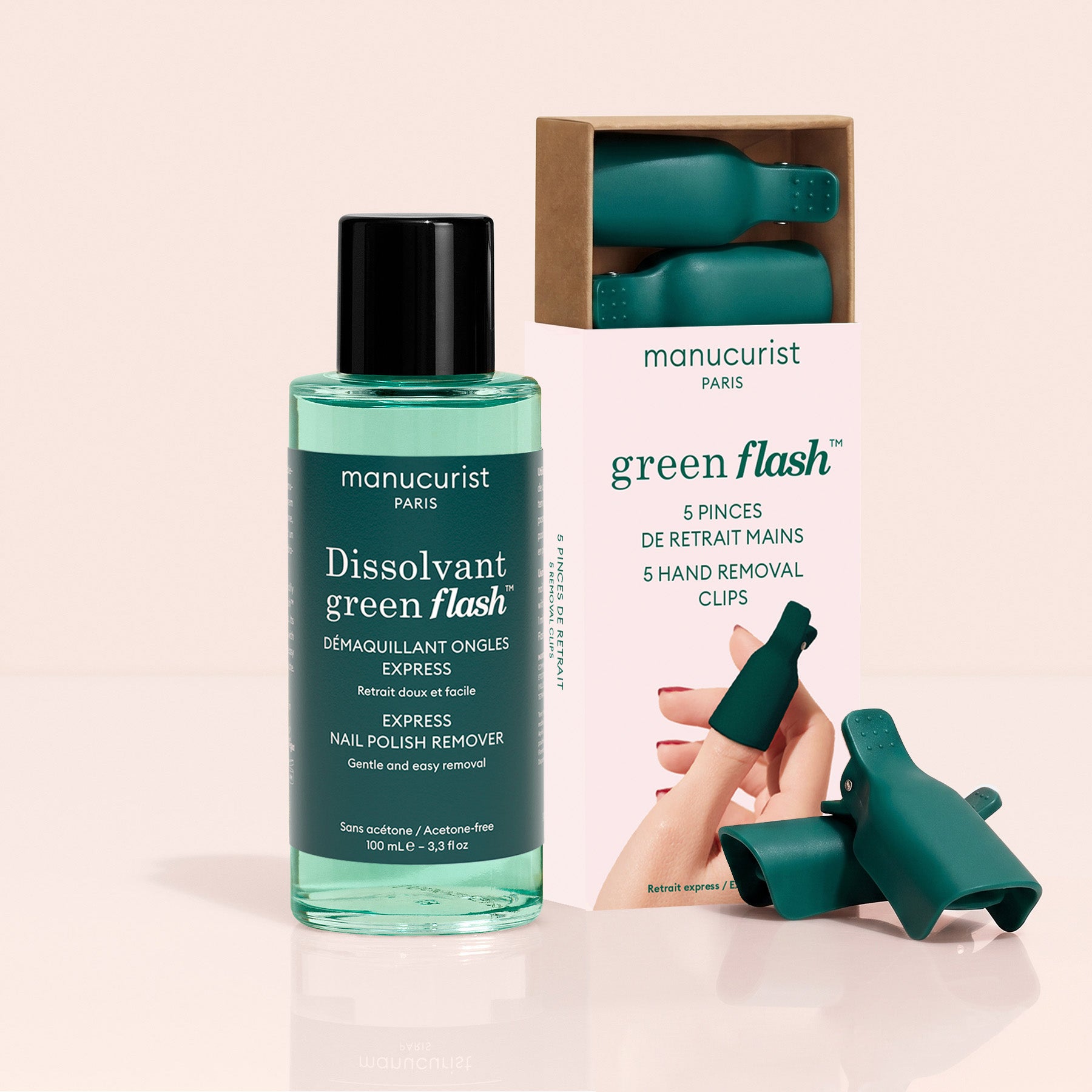 Manucurist Duo Dissolvant Doux + Pinces de retrait dépose 1 min