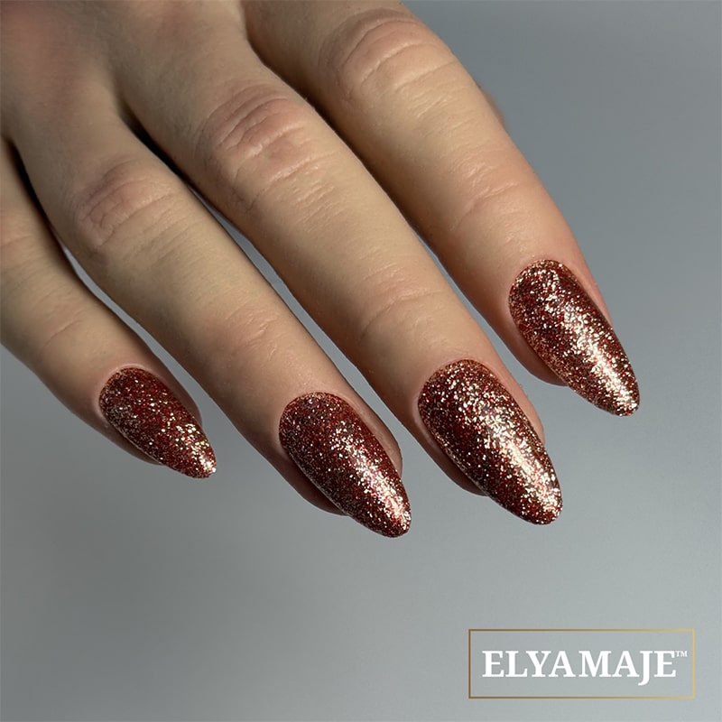 Elyamaje N°170 Red Gold vernis semi-permanent pailleté