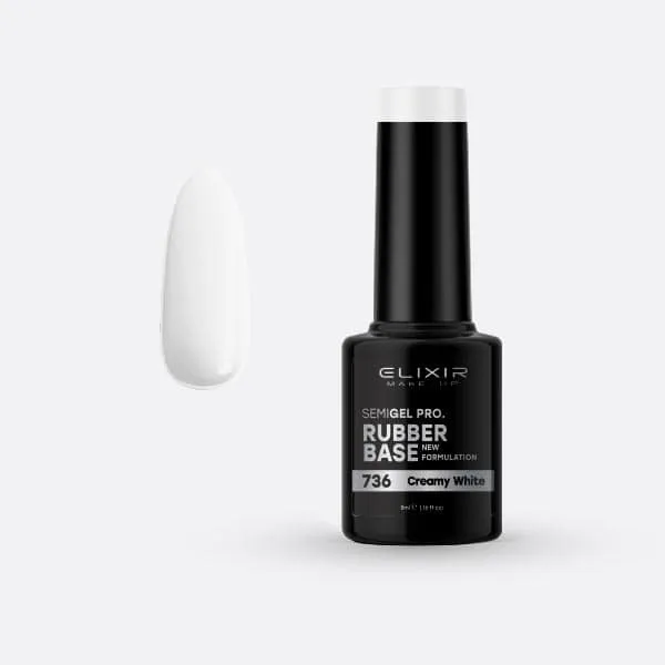 Élixir Rubber Base #736 base semi-permanente Creamy White 5ml