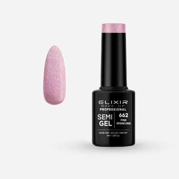 Élixir Semi Gel #662 vernis semi-permanent Pink Sparkling 5ml pailleté