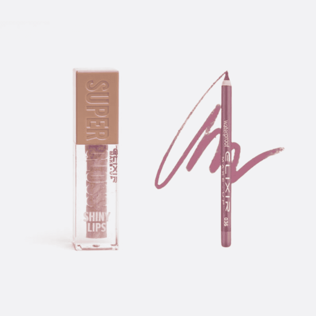 Élixir Lip Combo gloss + crayon Malta rose beige brillant