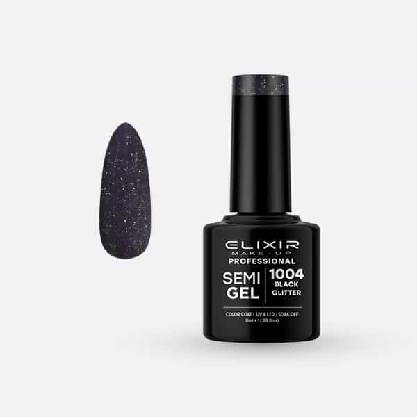 Élixir Semi Gel #1004 vernis semi-permanent Black Glitter