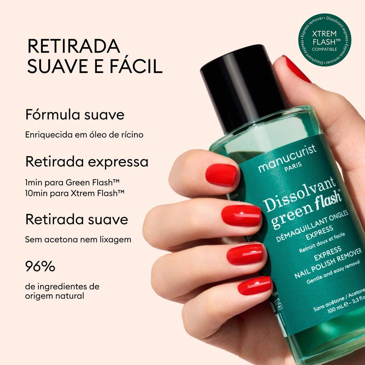 Manucurist Green Flash Dissolvant Doux dissolvant sans acétone 100 ml