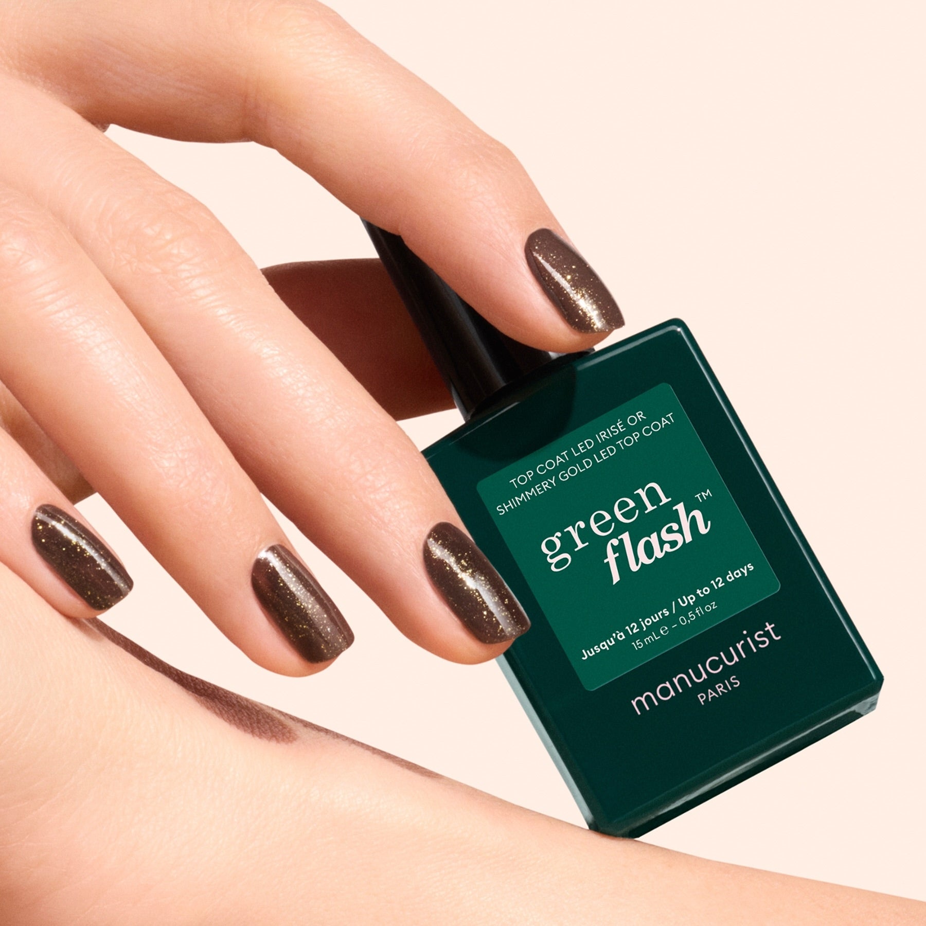 Manucurist Green Flash Top Coat Pailleté vernis semi-permanent
