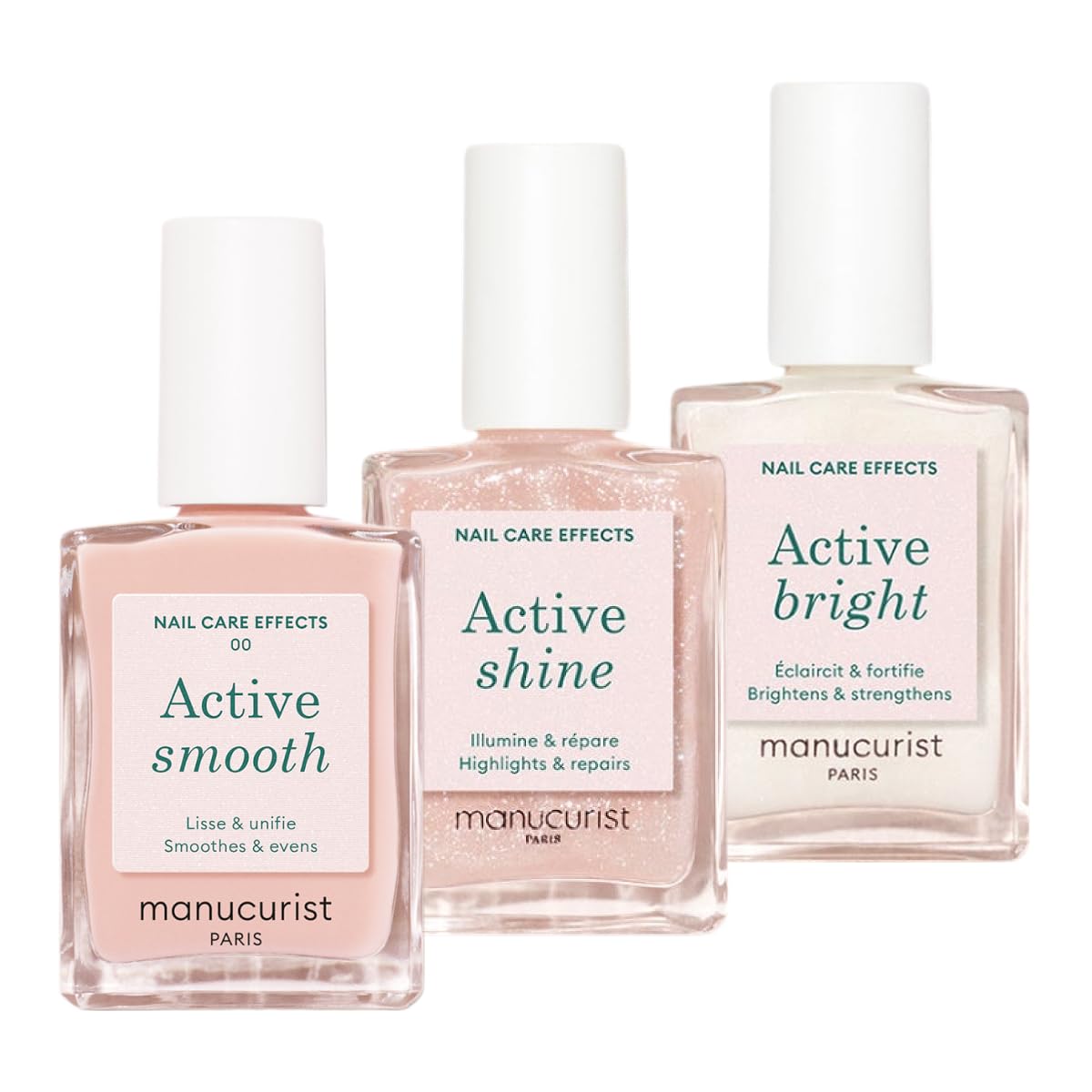 Manucurist Active Trio Smooth 00 Shine Raspberry vernis soin 3x