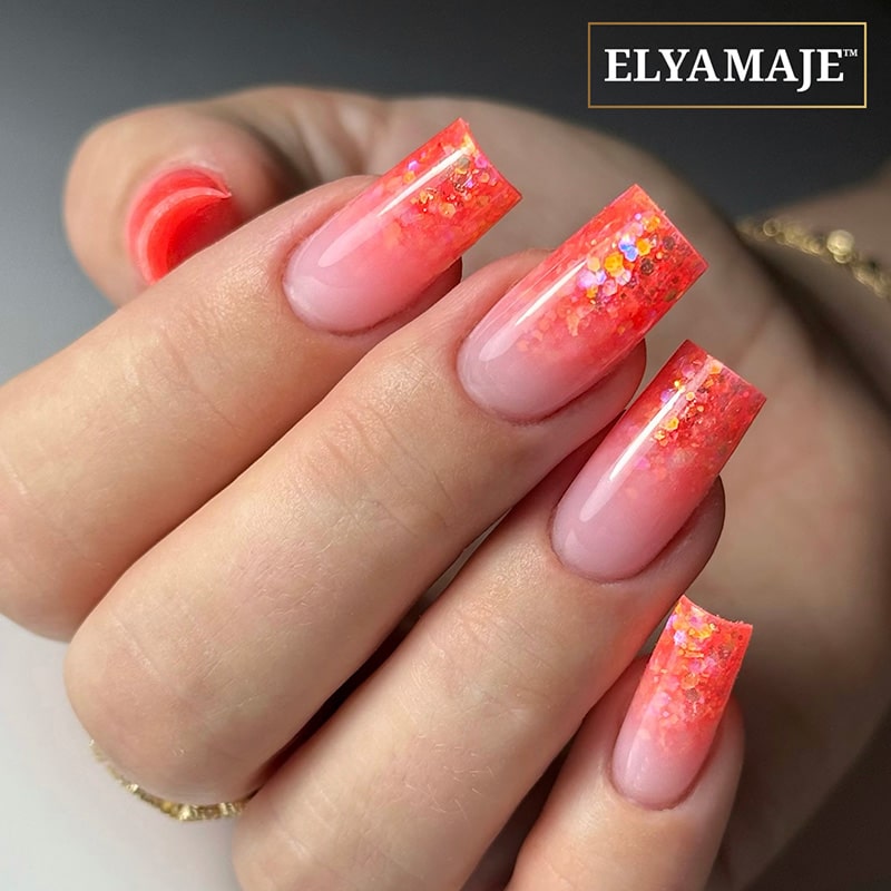 Elyamaje Creamy Gel Crystal Orange n°06 gel construction pailleté