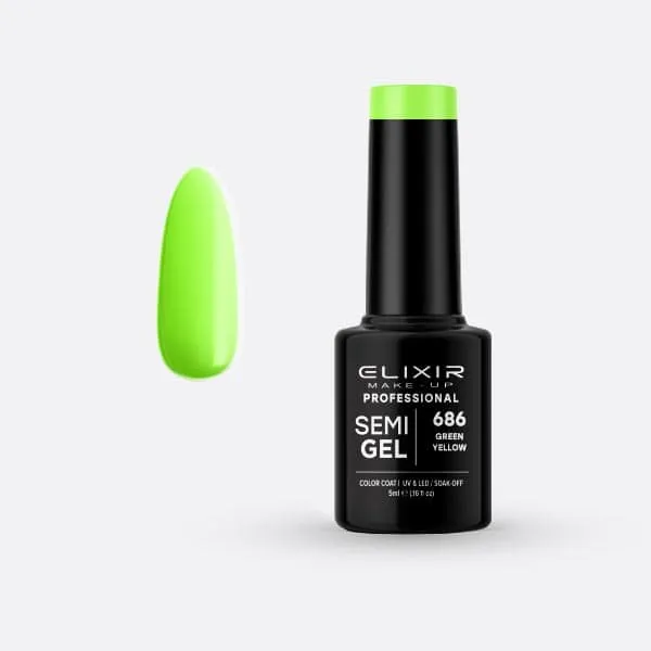Élixir Semi Gel 686 vernis semi-permanent vert jaune 5 ml sans HEMA