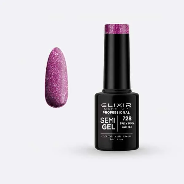 Élixir Semi Gel 728 vernis semi-permanent 5ml pailleté