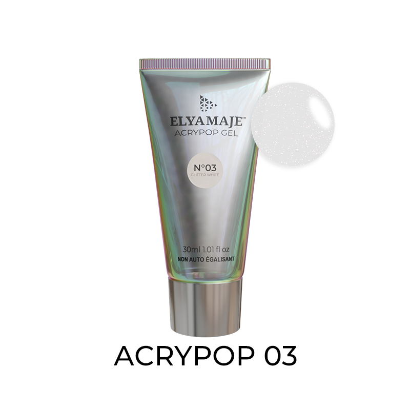 Elyamaje Acrypop Glitter White n°03 gel tube pailleté