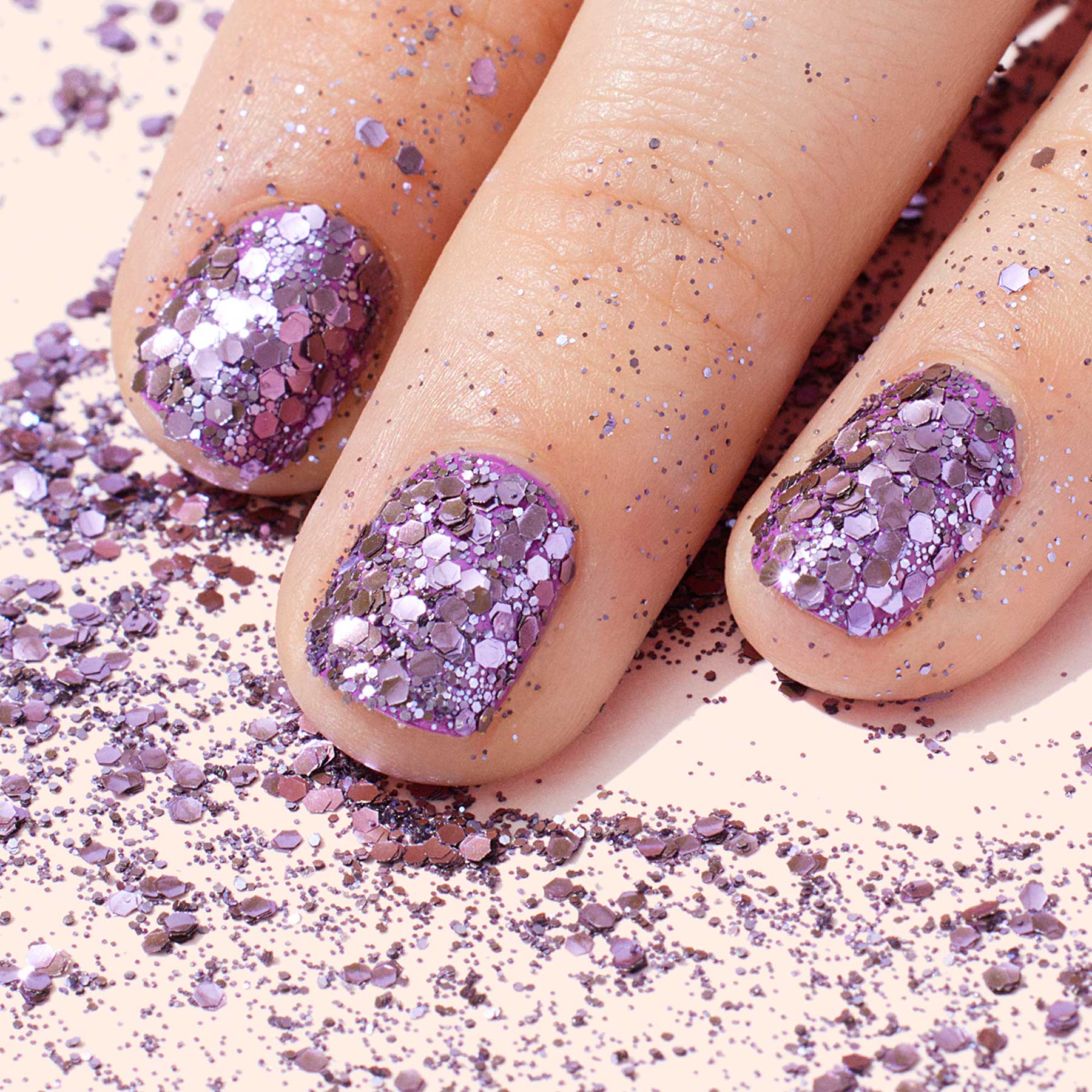 Manucurist Lilac paillettes biodégradables nail art mauve