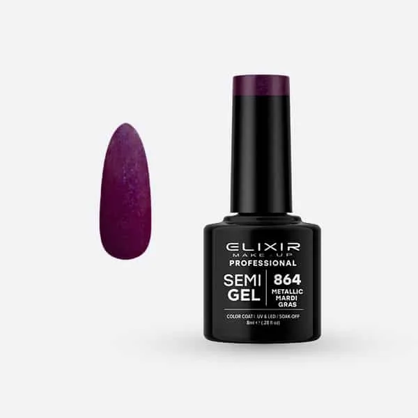 Élixir Semi Gel 864 vernis semi-permanent Metallic Mardi Gras 8ml