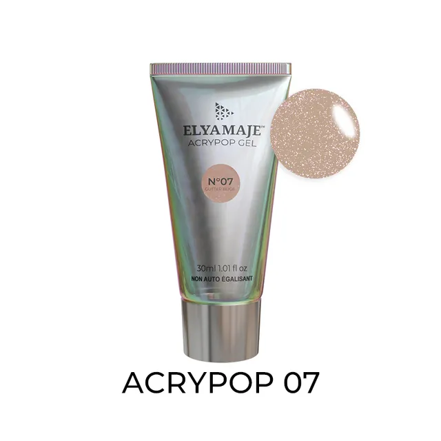 ELYAMAJE Acrypop Glitter Beige n°07 gel UV tube pailleté