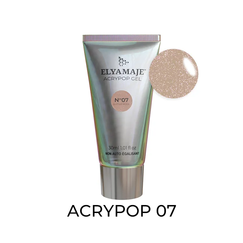 ELYAMAJE Acrypop Glitter Beige n°07 gel UV tube pailleté