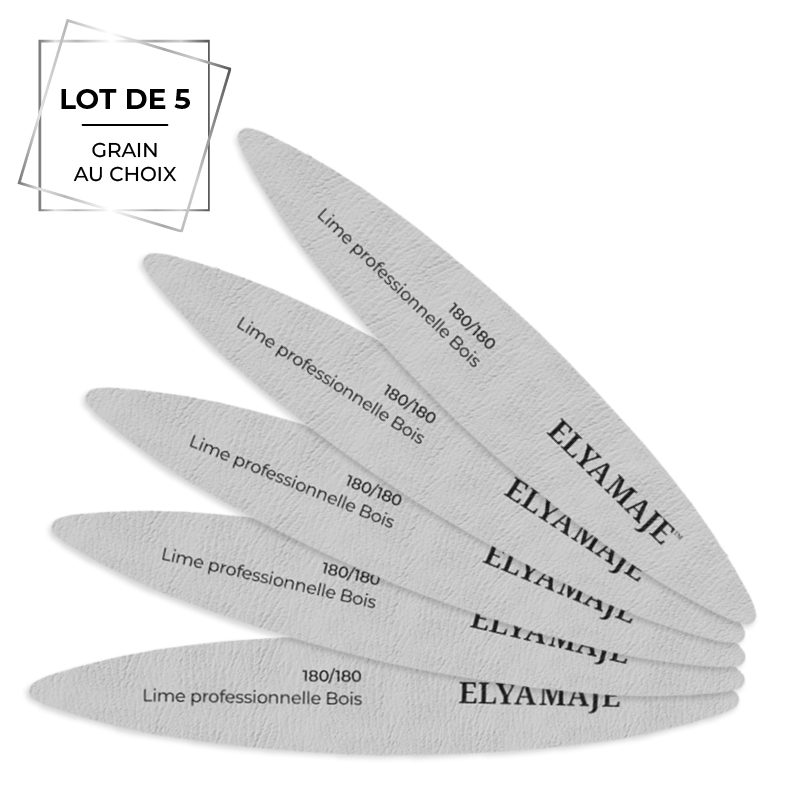 Elyamaje lime ovale bois x5 manucure précision grain doux