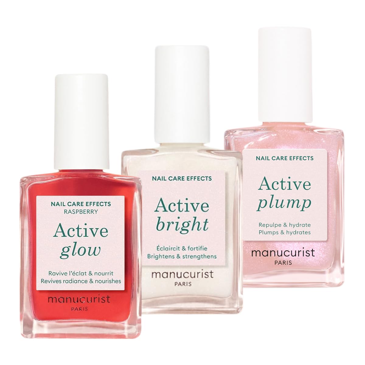 Manucurist Active Trio Smooth 00 Shine Raspberry vernis soin 3x
