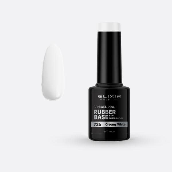 Élixir Rubber Base #736 base semi-permanente Creamy White 5ml