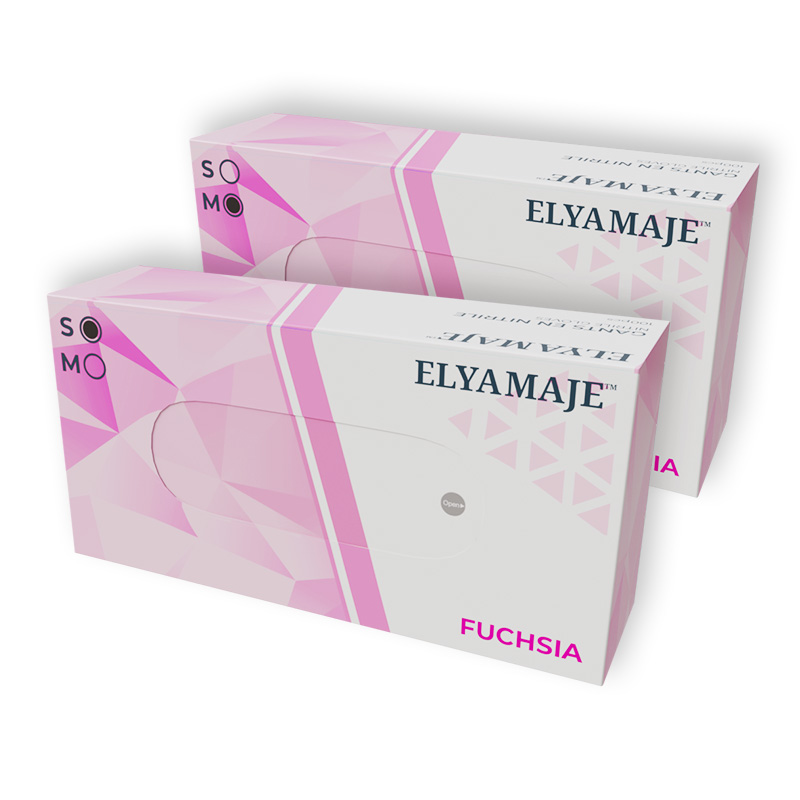 Elyamaje gants nitrile fuchsia jetables pro