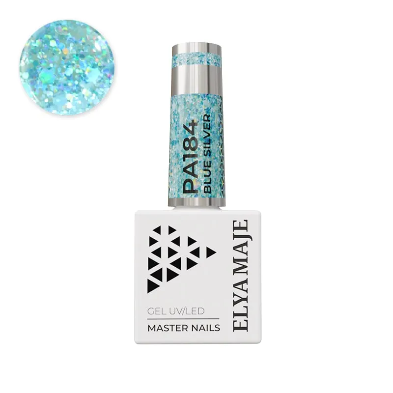 Elyamaje N°184 Blue Silver vernis semi-permanent pailleté