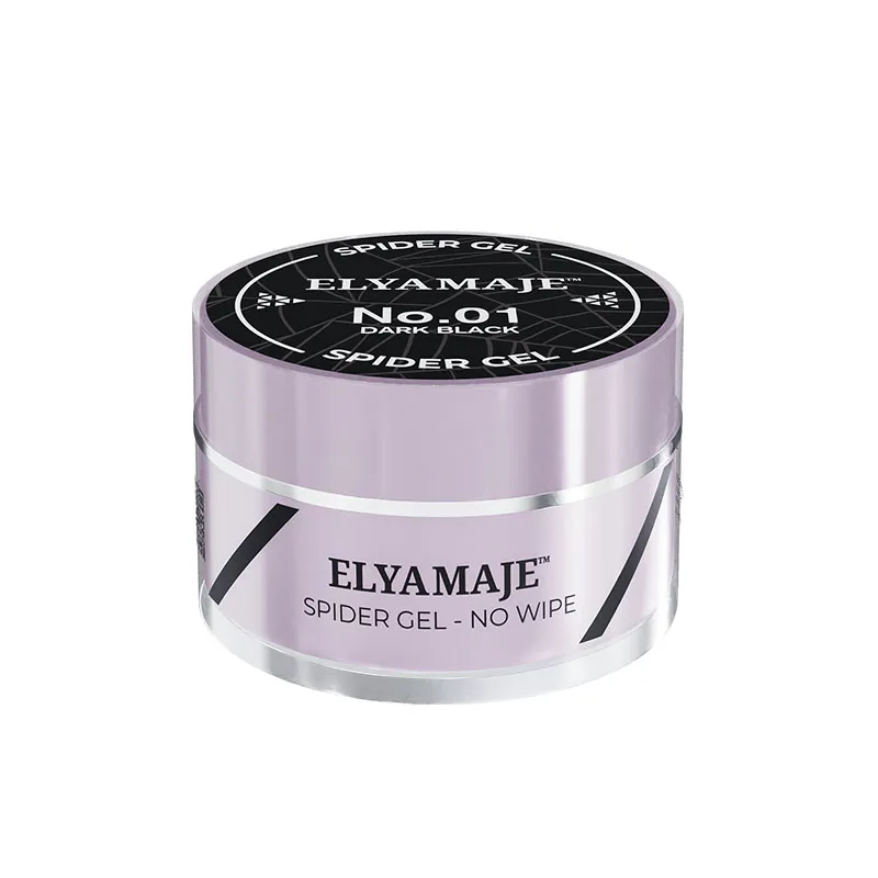 Elyamaje Spider Gel 01 Dark Black gel nail art noir lignes fines