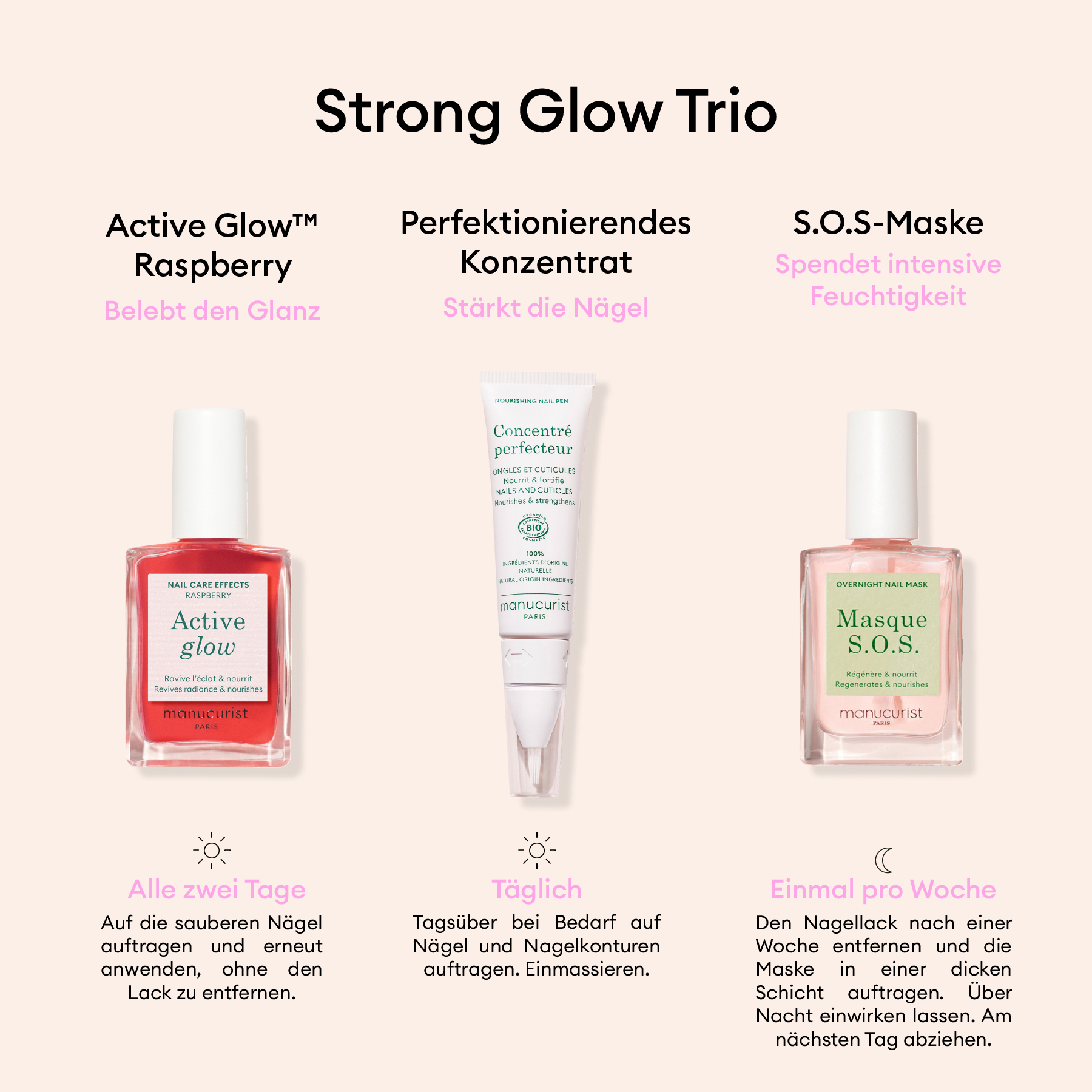 Manucurist Strong Glow Trio soins ongles ternes cassants