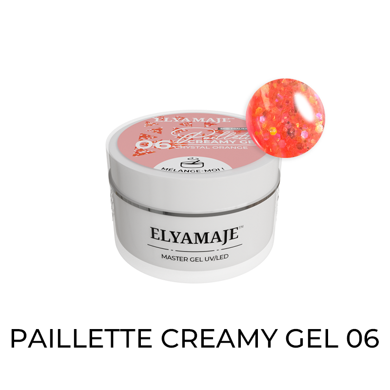 Elyamaje Creamy Gel Crystal Orange n°06 gel construction pailleté