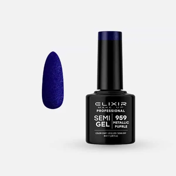 Élixir Semi Gel 959 vernis semi-permanent violet 8ml métallique