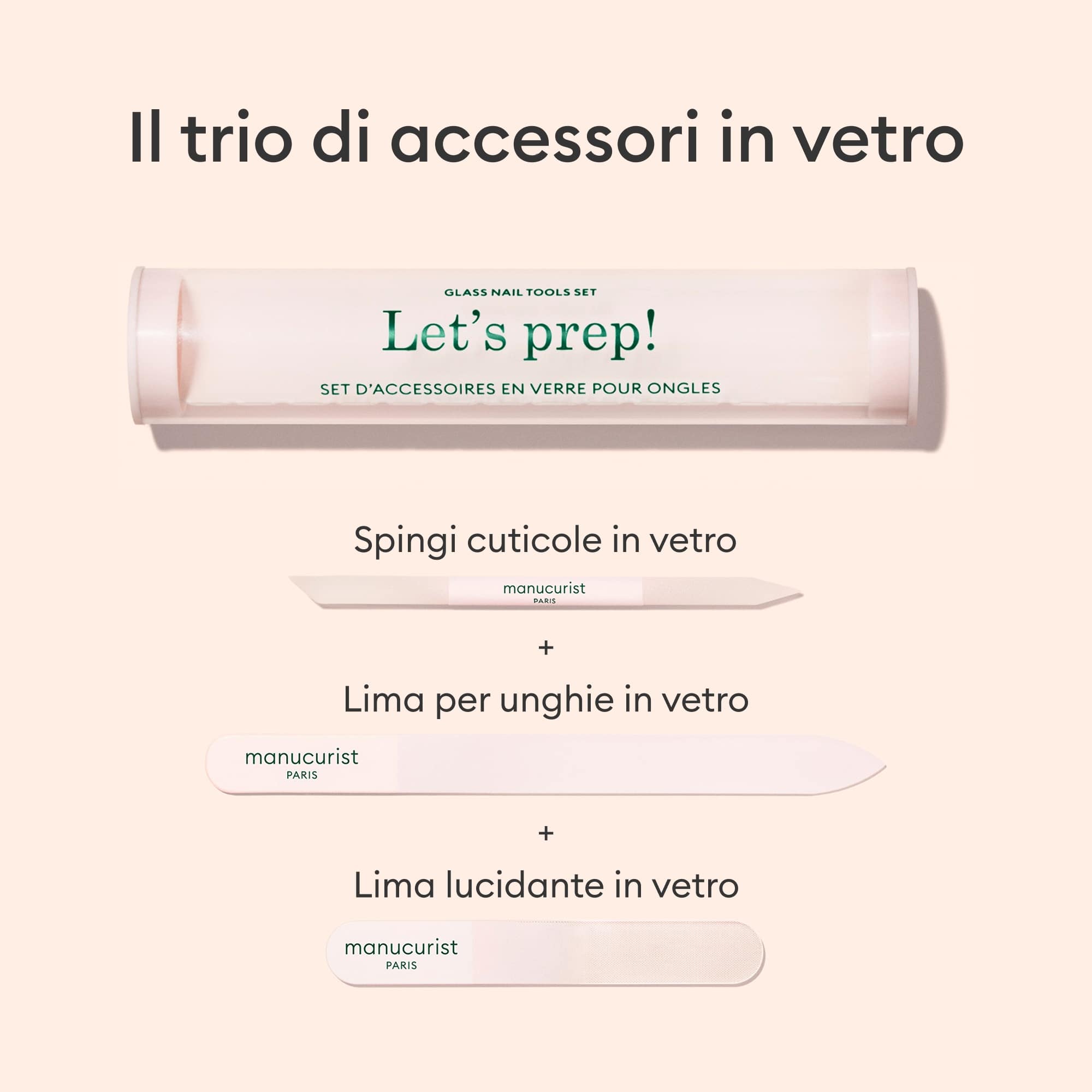 Manucurist Trio Accessoires en verre kit ongles 3 pièces tenue