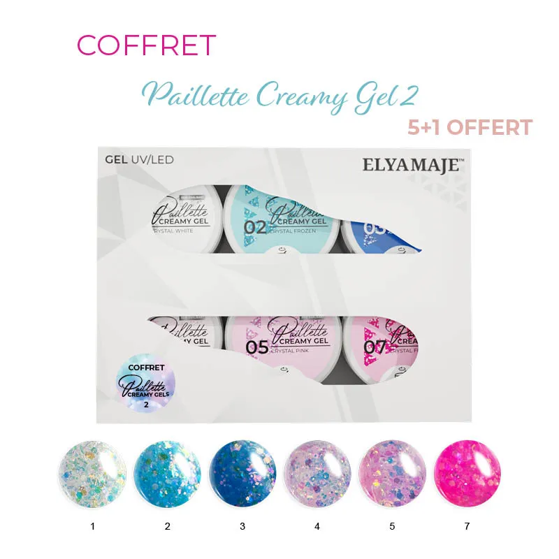 Elyamaje Creamy Gels 2 gel UV pailleté coffret 6x20ml