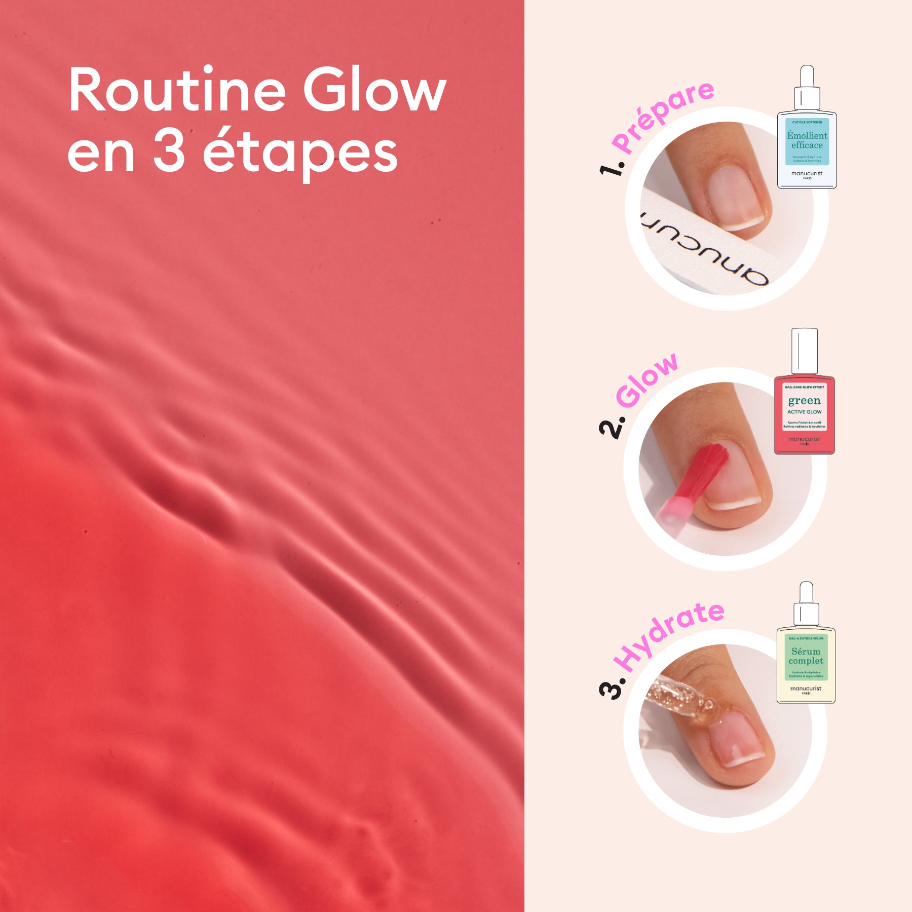 Manucurist Active Glow Raspberry set manucure glow rosé