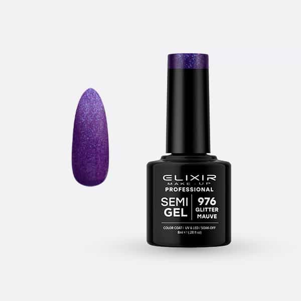 Élixir Semi Gel vernis semi-permanent 8ml #976 glitter mauve