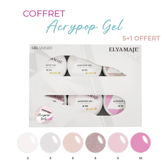 Elyamaje Acrypop coffret 6 gels UV 6x20ml flexible solide