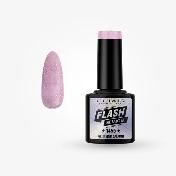 Élixir Semi Gel 1455 vernis semi-permanent saumon pailleté 8 ml