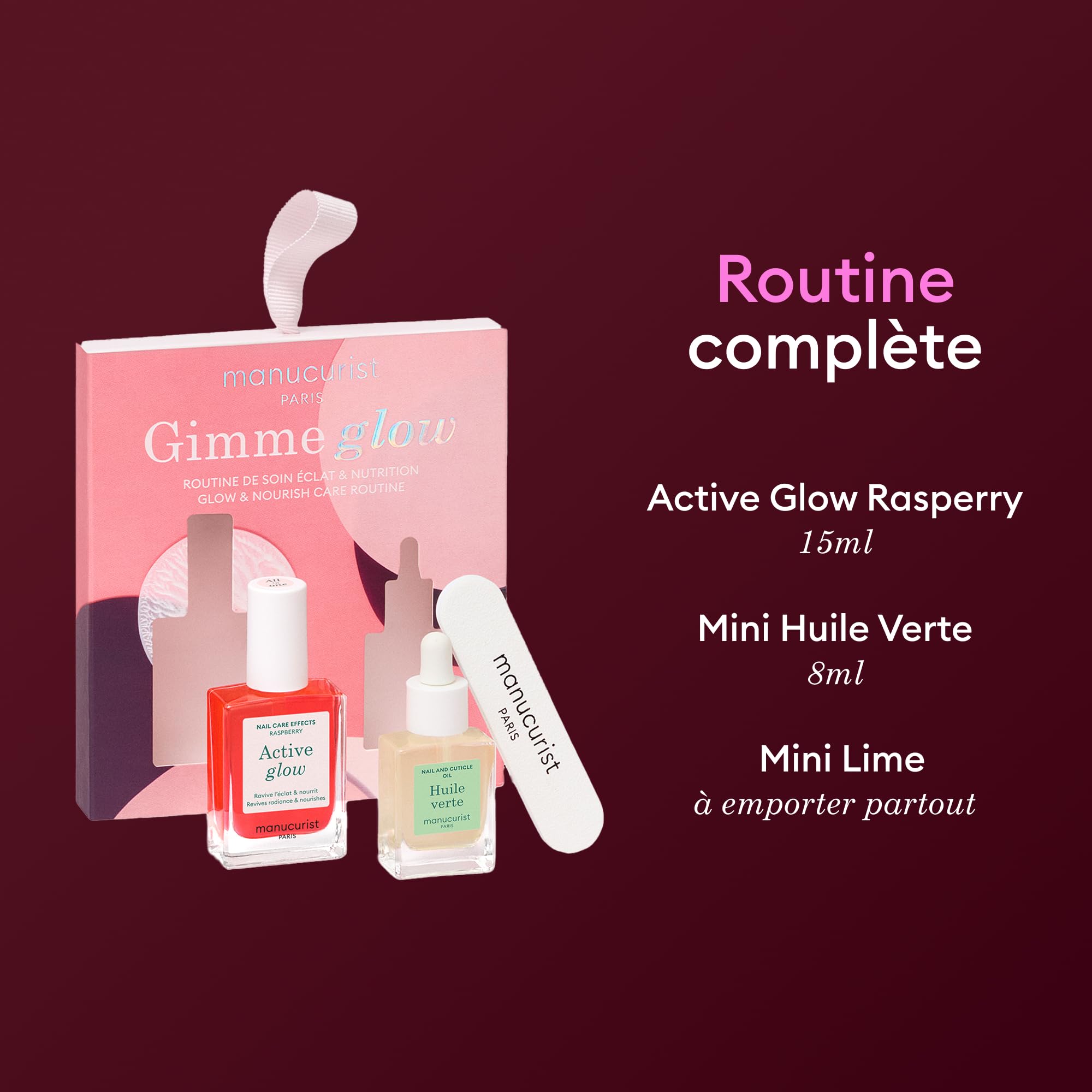 Manucurist Active Glow Raspberry coffret vernis huile verte