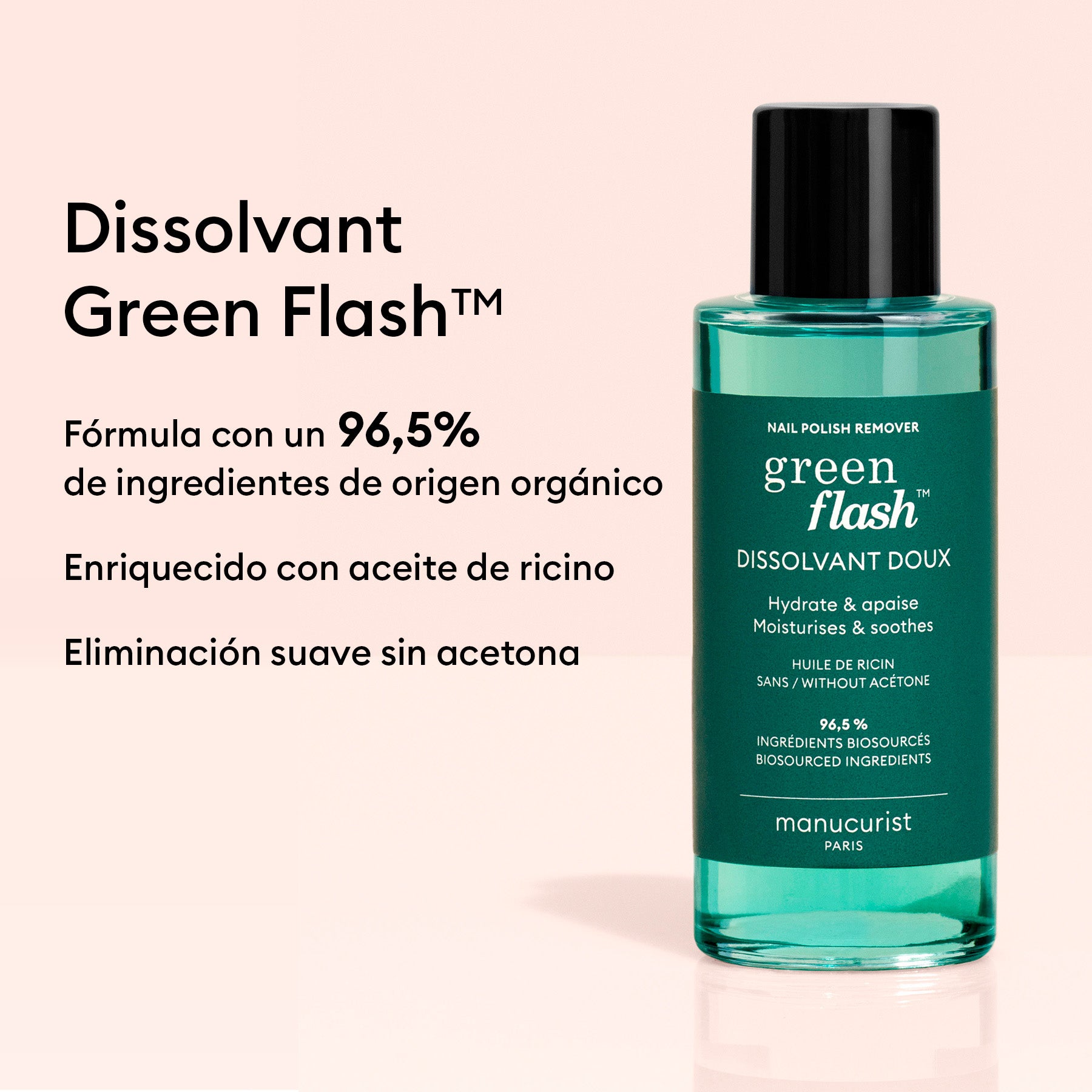 Manucurist Green Flash Dissolvant Doux Bio-sourcé 100 ml sans acétone