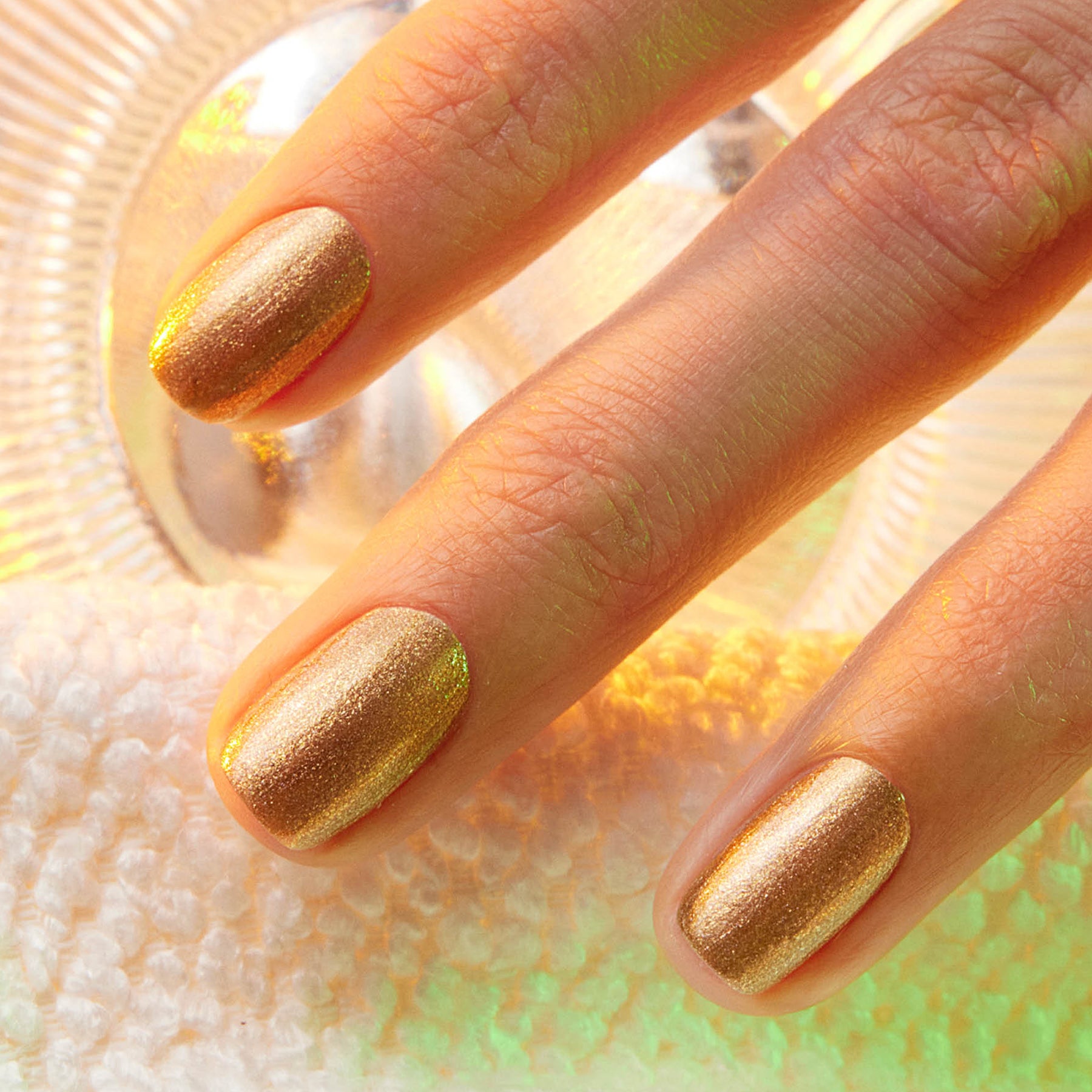 Manucurist Green vernis à ongles Shimmer bronze pailleté