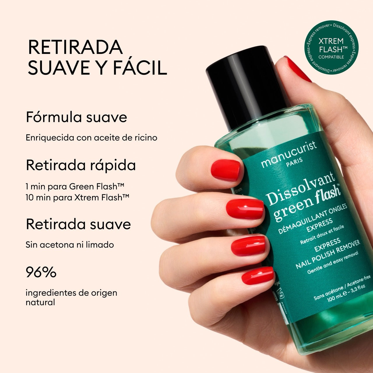 Manucurist Green Flash Dissolvant Doux dissolvant sans acétone 100 ml