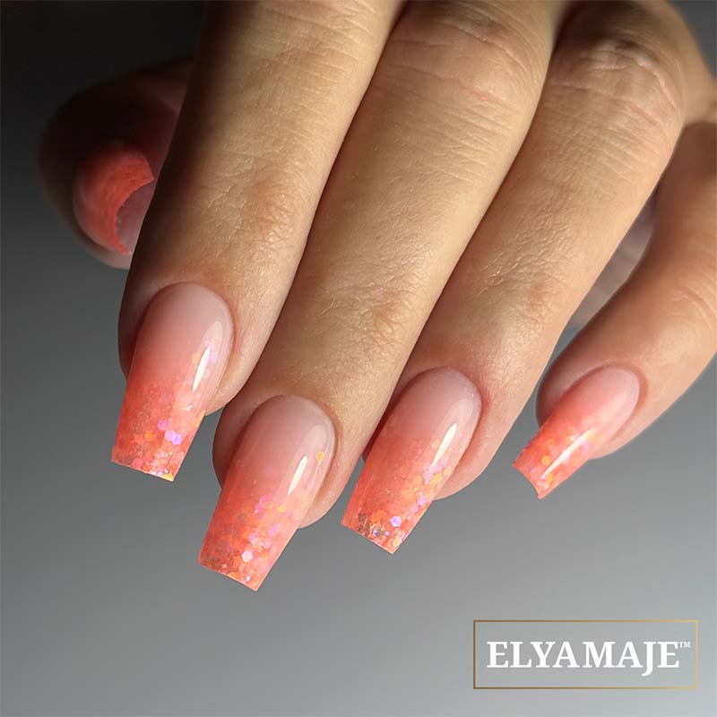 Elyamaje Creamy Gel Crystal Orange n°06 gel construction pailleté