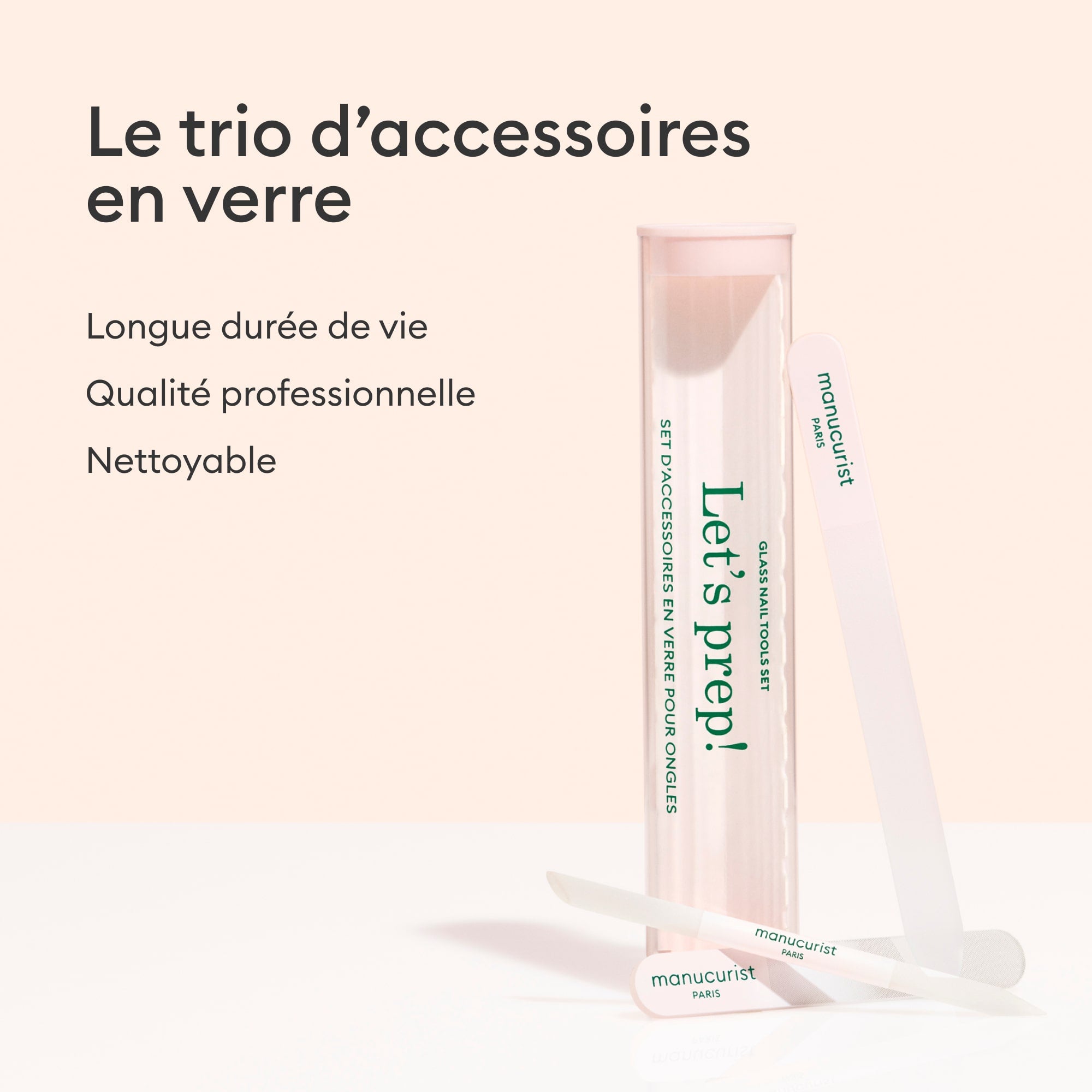 Manucurist Trio Accessoires en verre kit ongles 3 pièces tenue