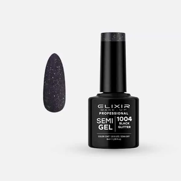 Élixir Semi Gel #1004 vernis semi-permanent Black Glitter