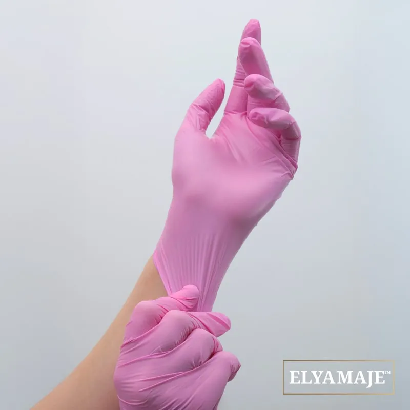 Elyamaje Gants Nitrile Pink gants jetables protection