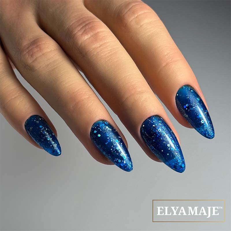 Elyamaje N° 178 Blue Diamond vernis semi-permanent pailleté