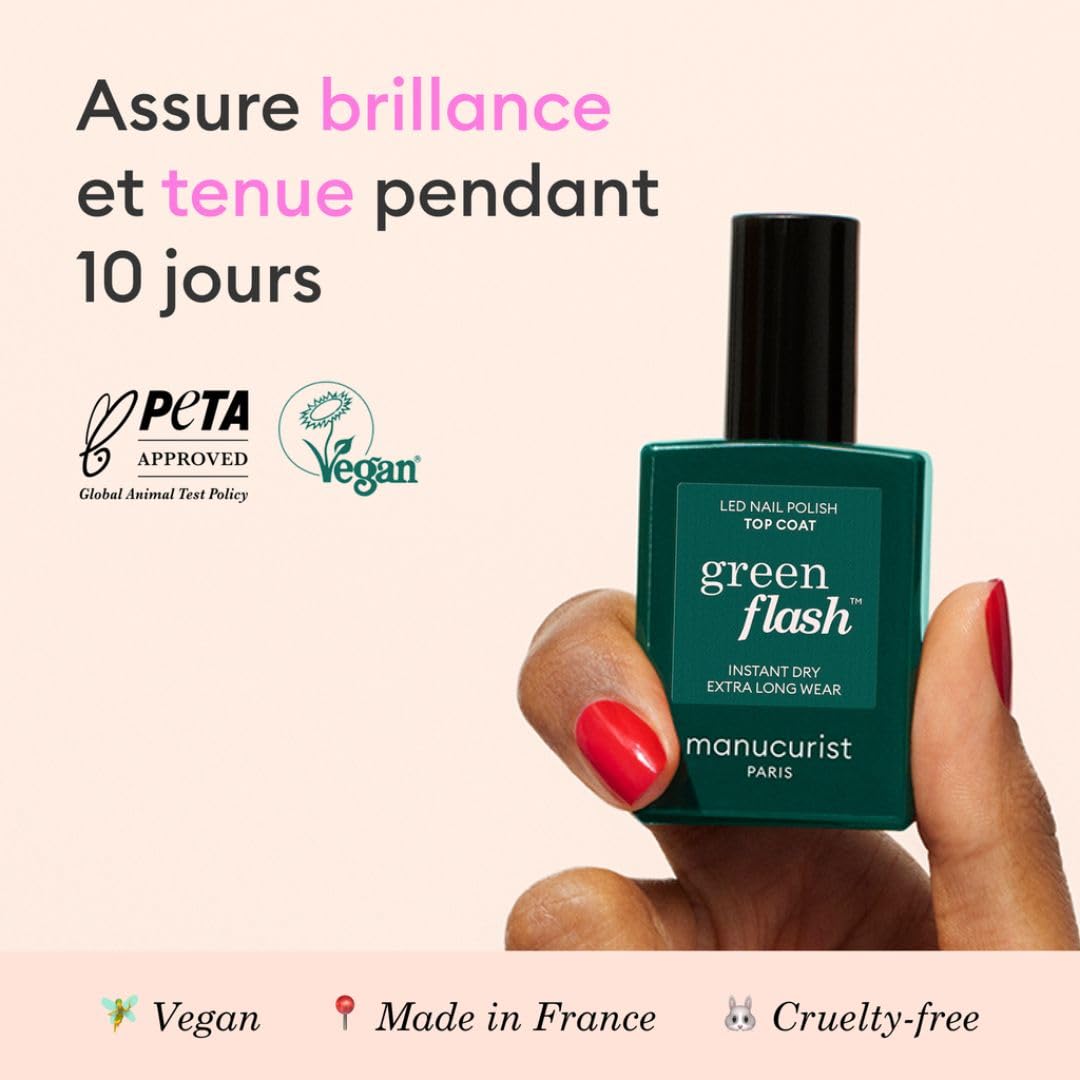 Manucurist Green Flash Top Coat Transparent vernis 15 ml brillant