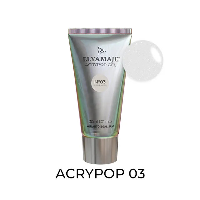 Elyamaje Acrypop Glitter White n°03 gel tube pailleté