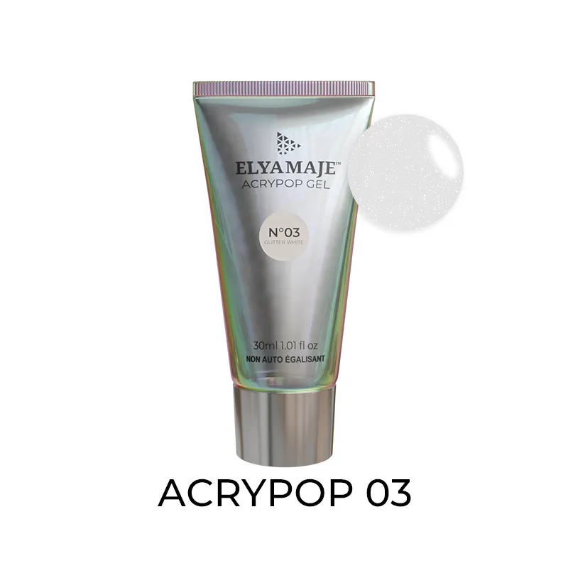Elyamaje Acrypop Glitter White n°03 gel tube pailleté