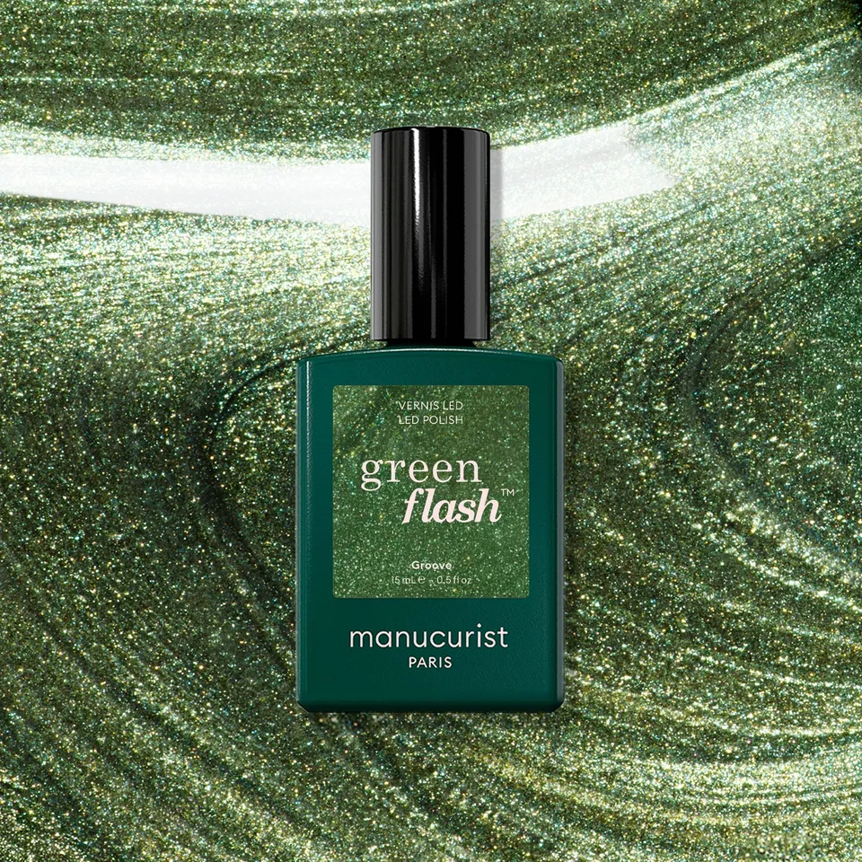 Manucurist Green Flash Groove vernis semi-permanent vert métal