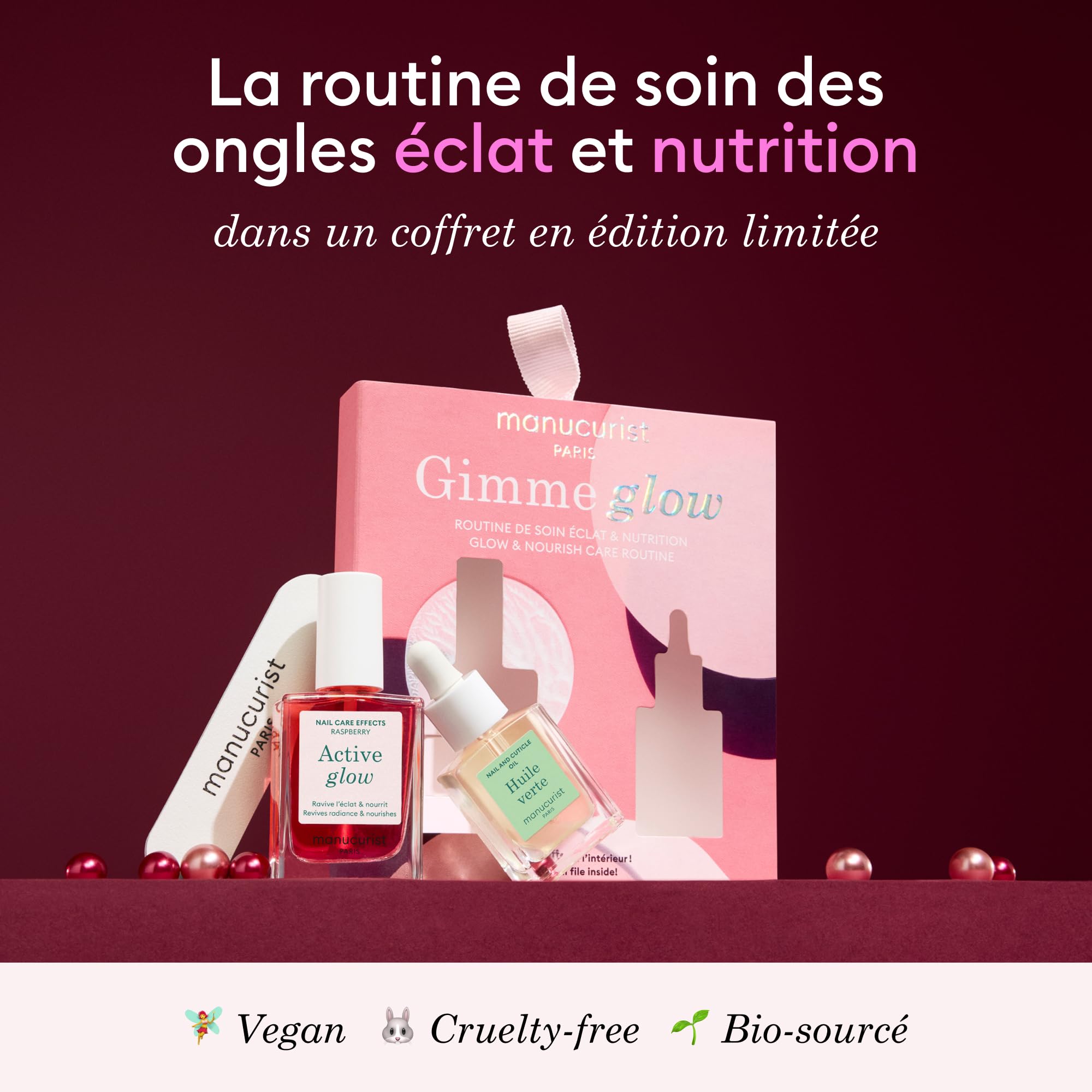 Manucurist Active Glow Raspberry coffret vernis huile verte