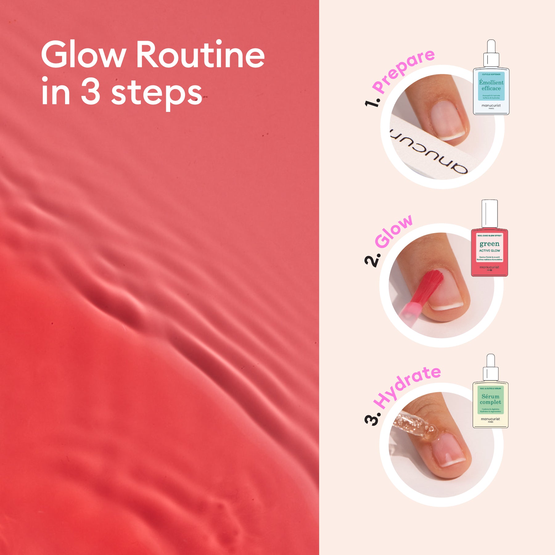 Manucurist Active Glow Raspberry set manucure glow rosé