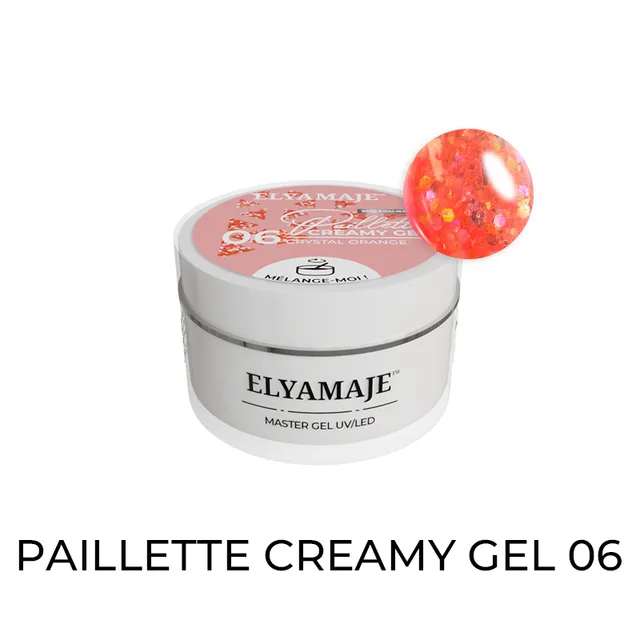 Elyamaje Creamy Gel Crystal Orange n°06 gel construction pailleté