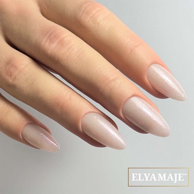 Elyamaje Top Perle Pink top coat rosé pailleté effet sirène