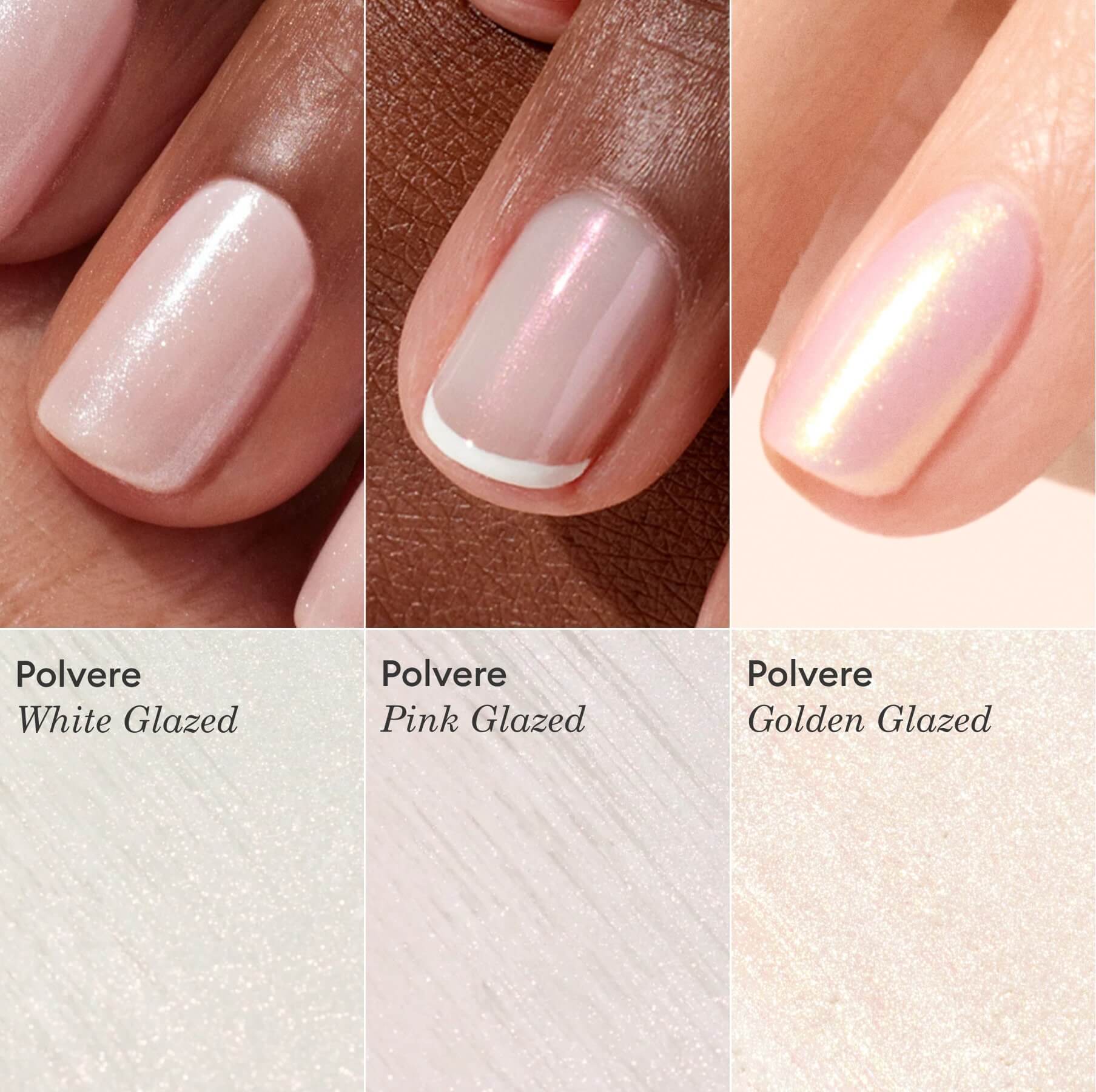 Manucurist Trio White Glazed Pink Golden paillettes nail art